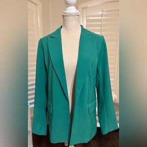 New York and Company Green Open-Front Blazer